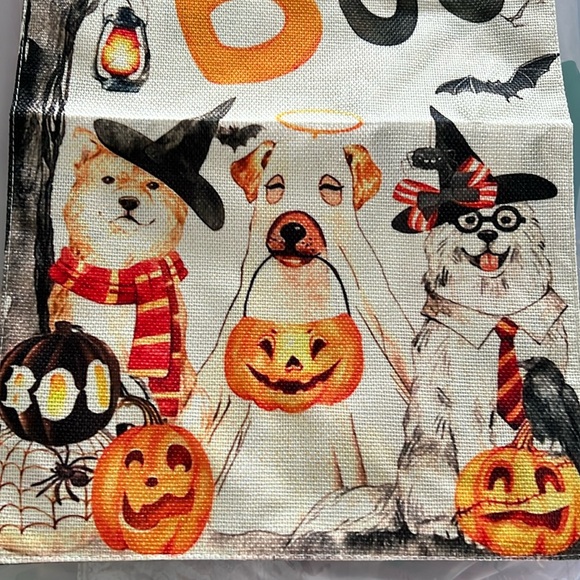 NIP Boo Pumpkin Dog Halloween Garden Flag 12×18 Double Sided Burlap Flag - Picture 3 of 5